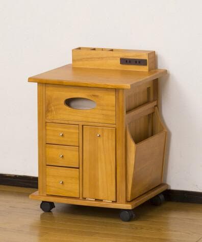 ナイトワゴン　整理収納　ラック　高さ59cm　小物収納　キャスター　コンセント付