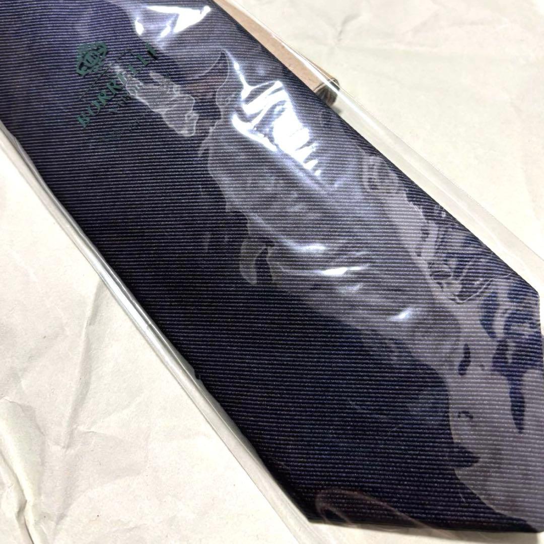 新品　ルイジボレッリ　ネクタイ　ダークネイビー　無地　ソリッド　タグ付