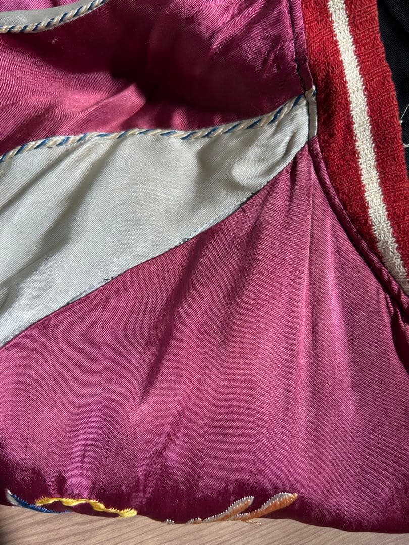 40s 50sヴィンテージスカジャン 鷲赤　Japanマップ黒