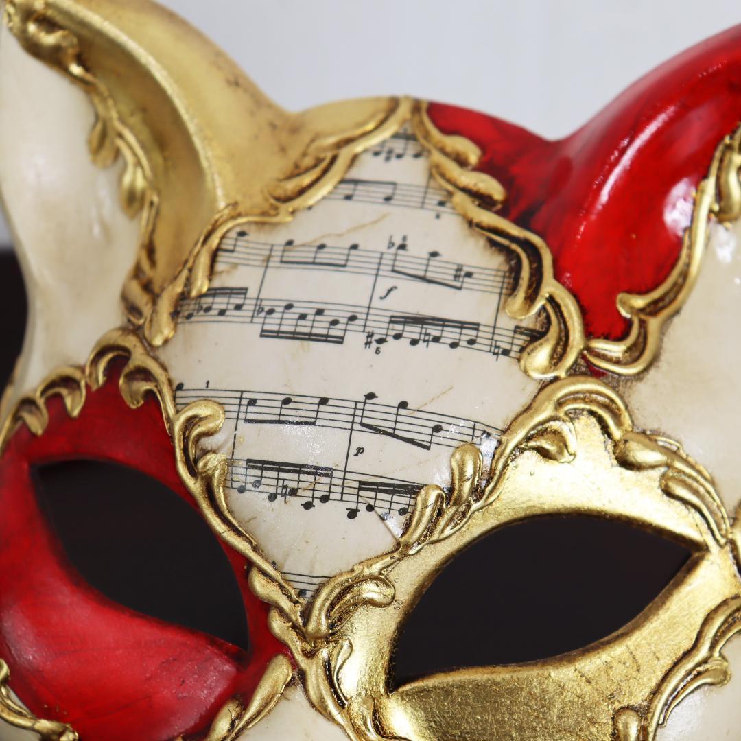 ベネチアンマスク キャット 猫 仮面 イタリア製 ゴールド  レッド