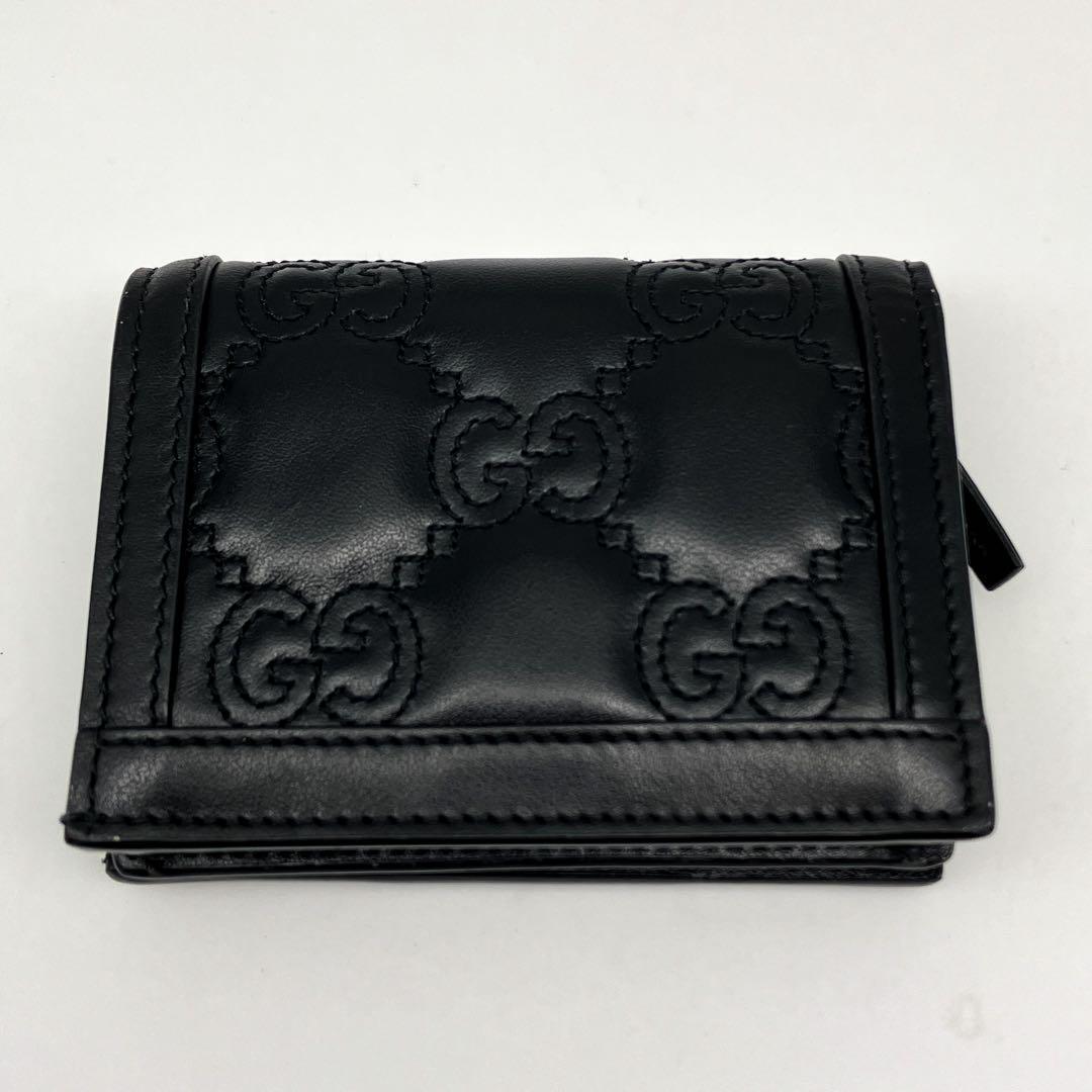 【未使用級】GUCCI グッチ マトラッセ マーモント ミニウォレット ブラック