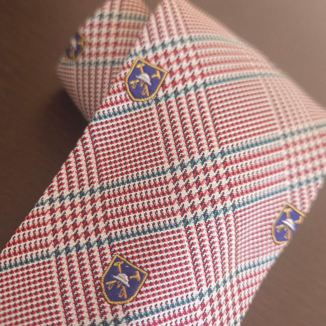 【レア物】 チェック柄ネクタイ シルク素材 赤 緑 黄色 3点セット