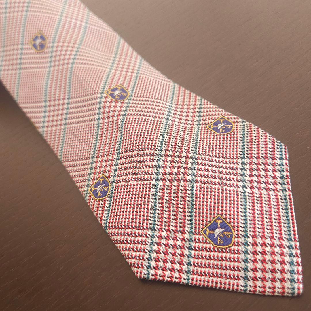 【レア物】 チェック柄ネクタイ シルク素材 赤 緑 黄色 3点セット