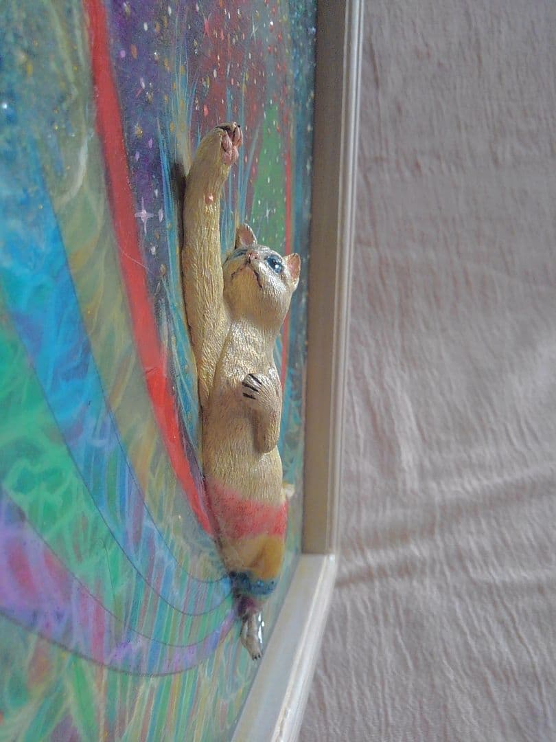 木彫りの猫 虹の橋の壁掛け