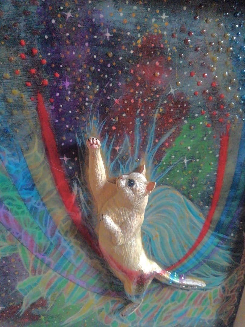 木彫りの猫 虹の橋の壁掛け