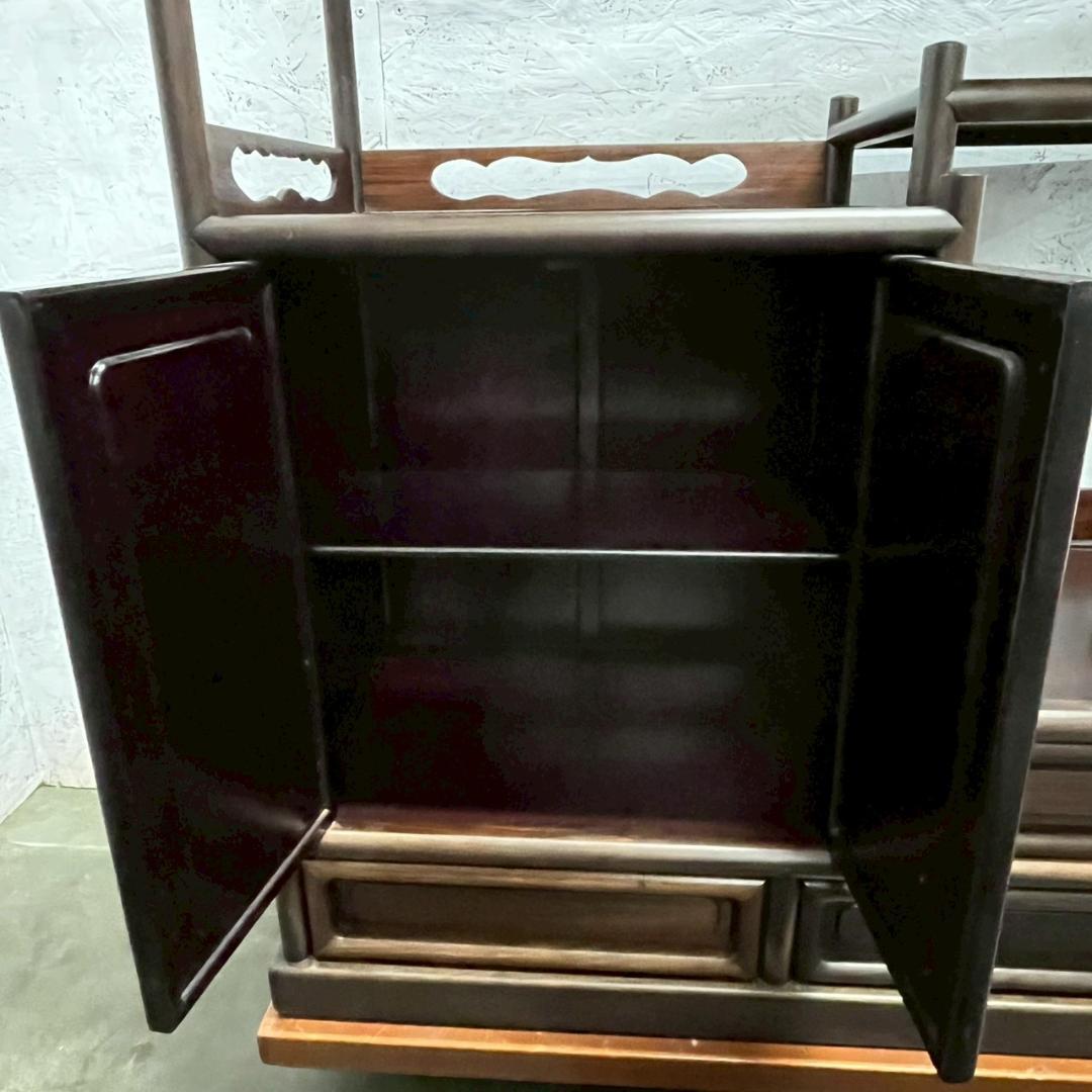 唐木 紫檀 飾り棚 茶棚 違い棚 茶箪笥 茶室 工芸品 高級 和家具 A0849