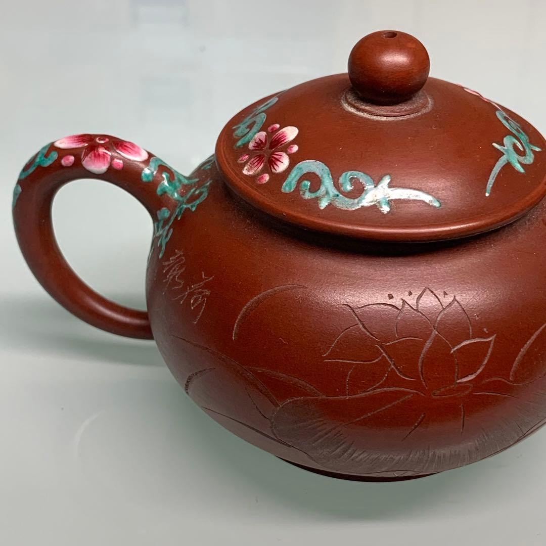 本物保証　中国陶器　宜興紫砂壺　手作り　民家収蔵品　茶道具　時代物　インテリア