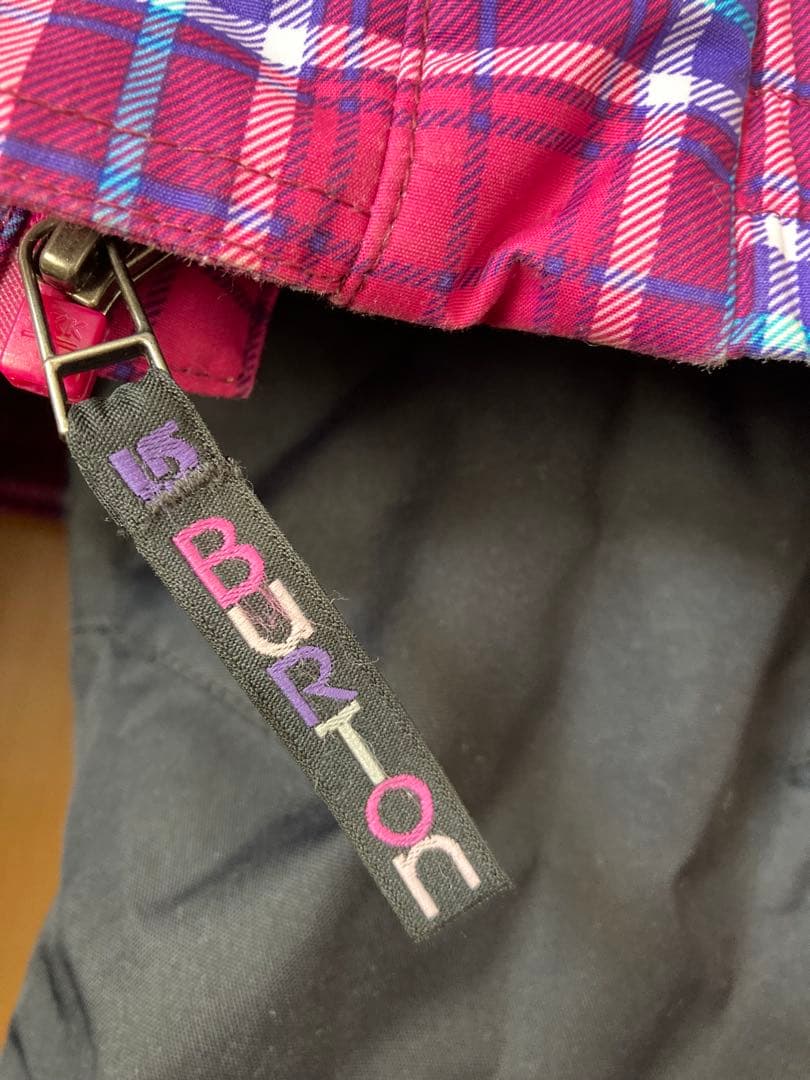 Burton スノーボードウェア M 赤/青チェック　調整可能パンツS ブラック