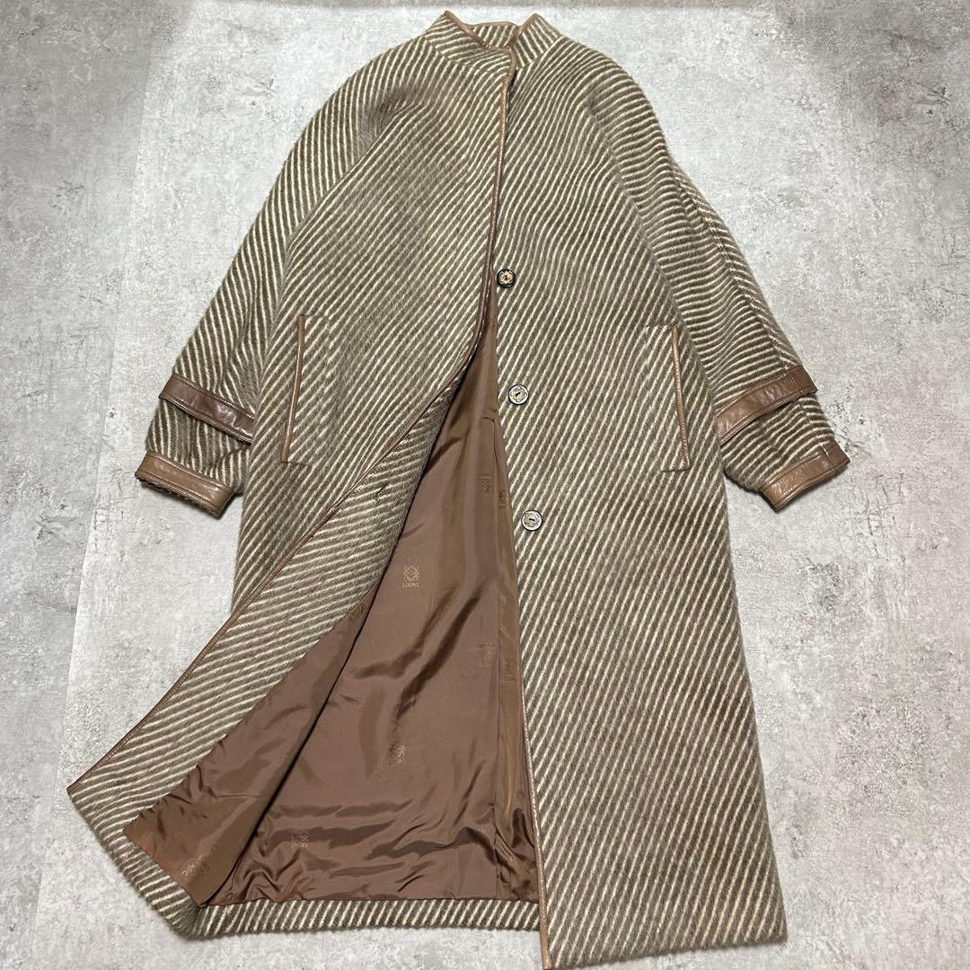 【レア】ロエベロングコートモヘアウール　アナグラム　ヴィンテージ　シルク