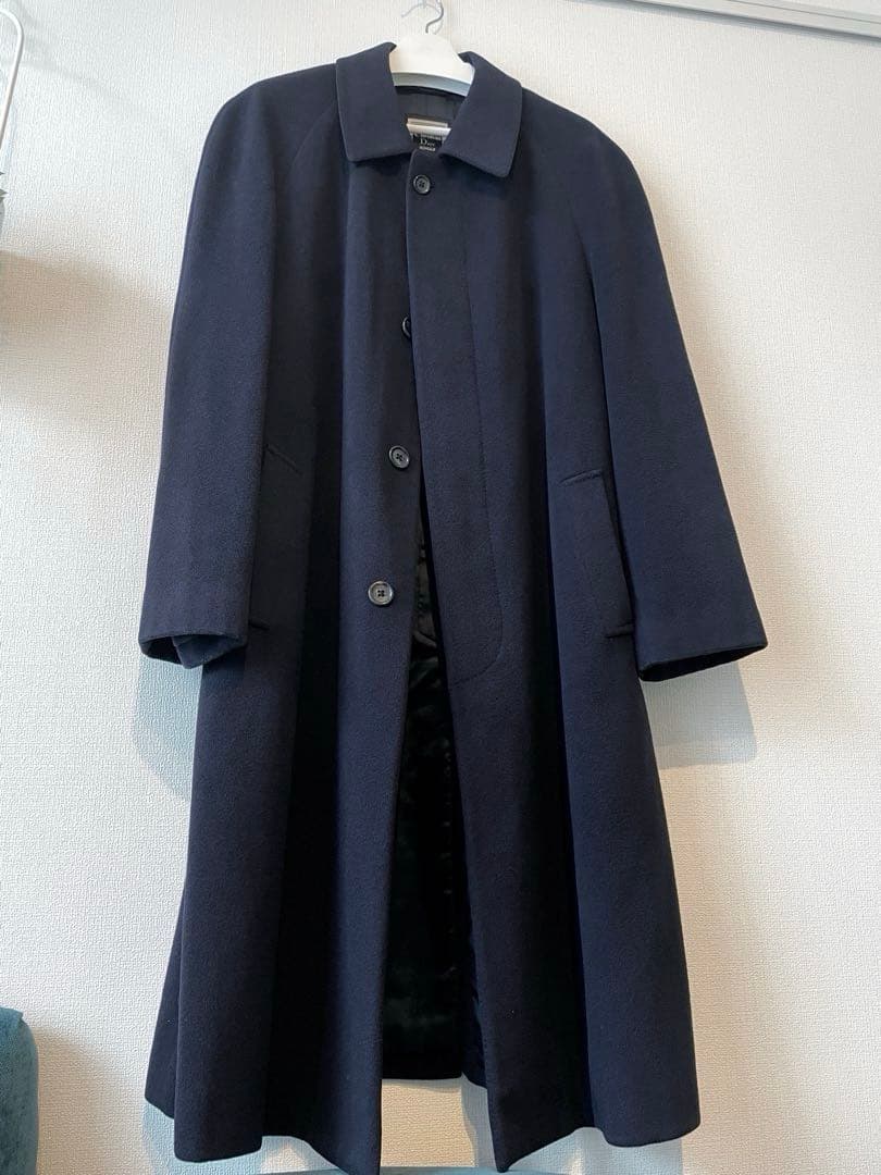 ご*様 美品 最高級 カシミヤ100% クリスチャンディオール ステンカラーコー