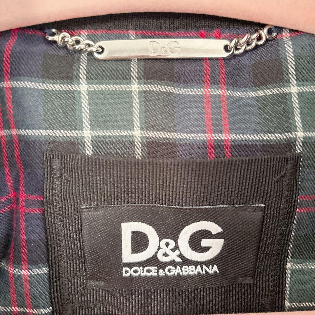 D&G ドルガバ ラムレザージャケット レディース 黒 チェック柄