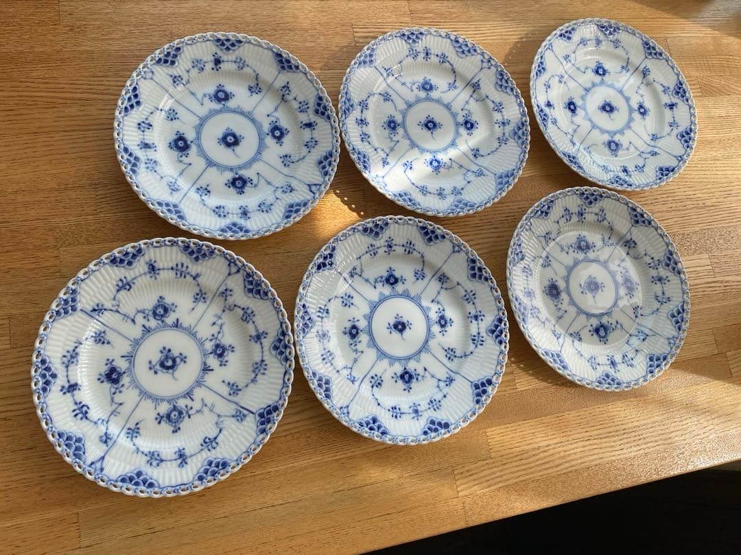 Saleロイヤルコペンハーゲンブルーフルーテッドフルレース17cm6枚