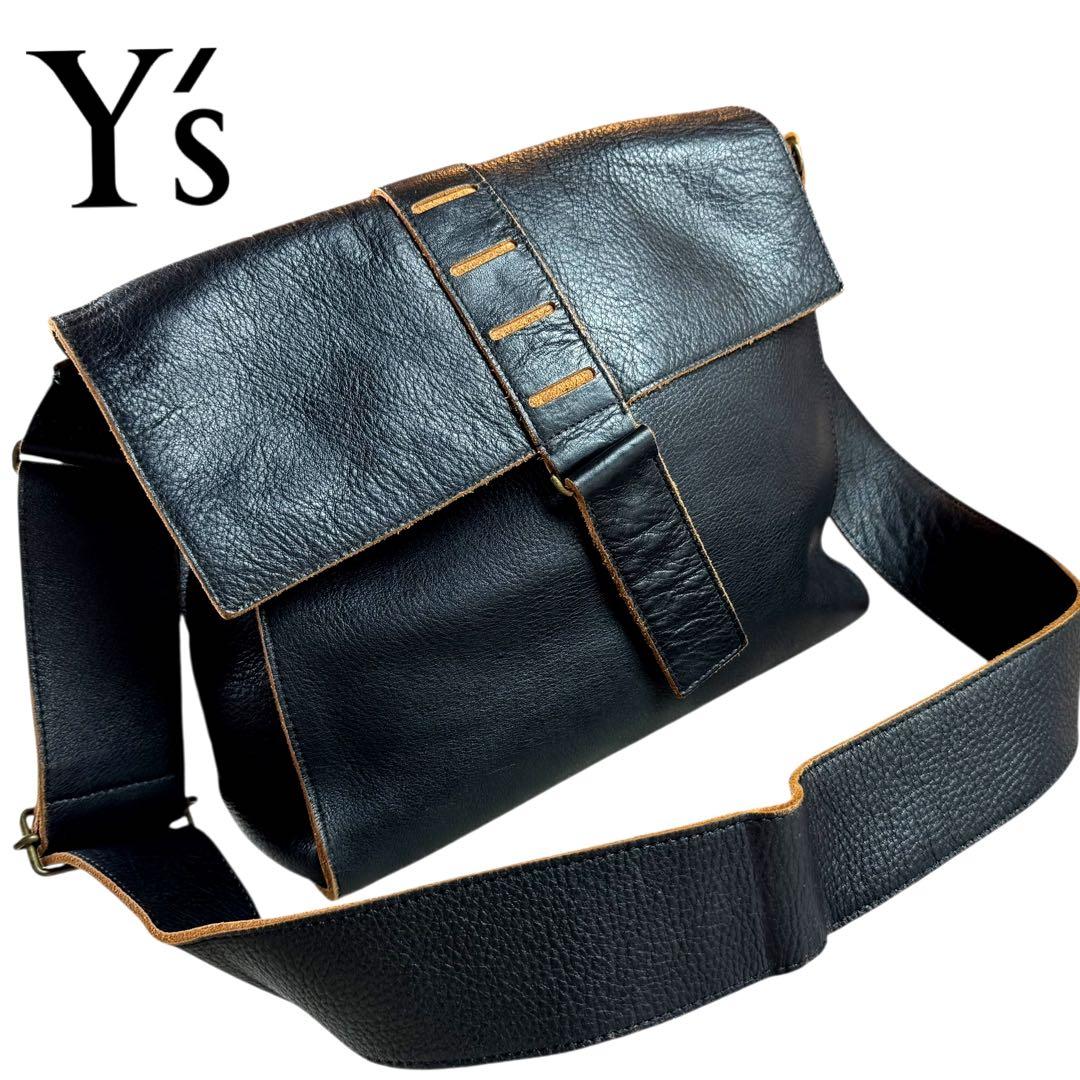 【6/10限定価格】Y’s ワイズ　ショルダーバッグ　メッセンジャー　レザー　黒