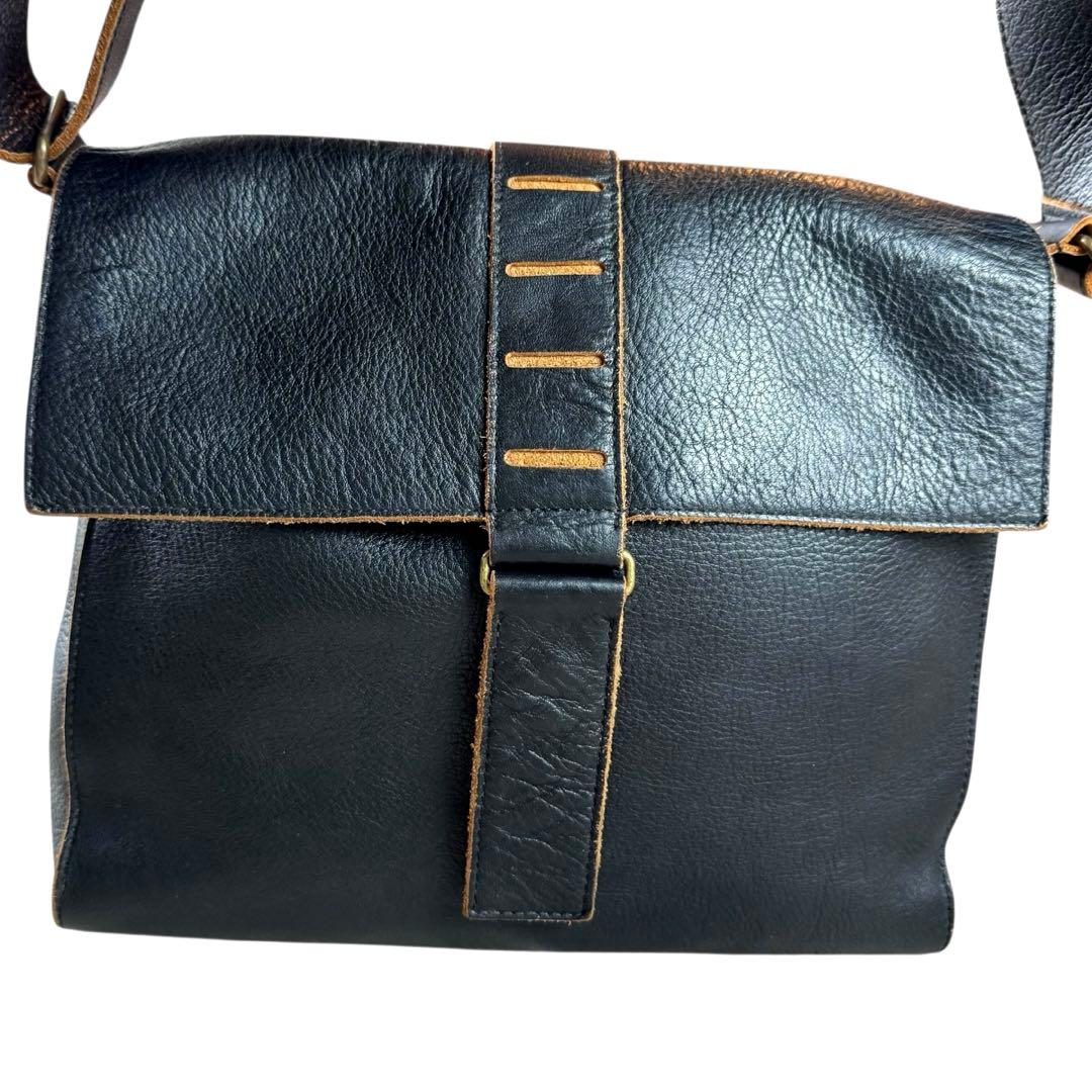 【6/10限定価格】Y’s ワイズ　ショルダーバッグ　メッセンジャー　レザー　黒