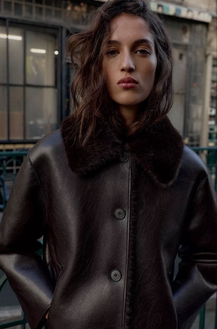 リバーシブルダブルフェイス　フェイクレザージャケット ZARA