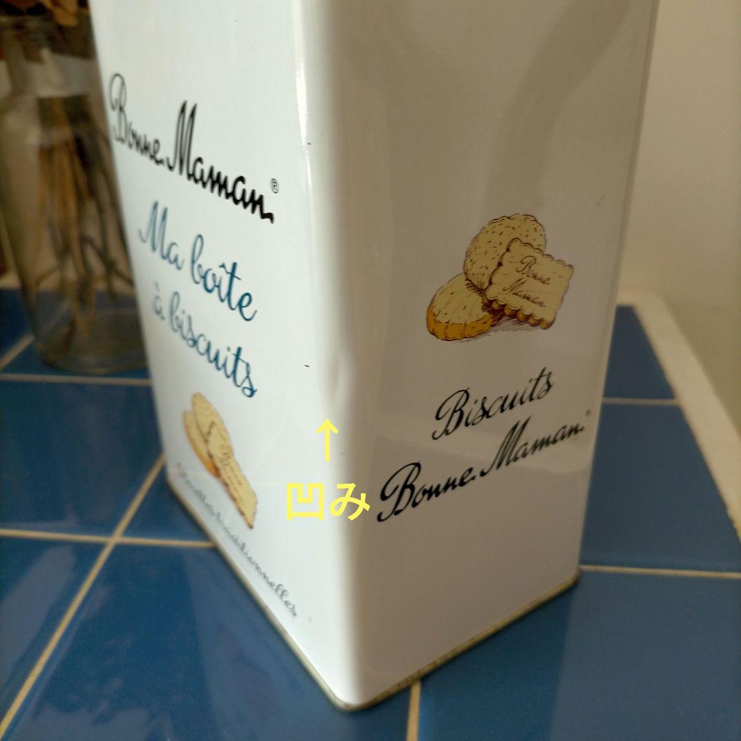 Bonne Maman ビスケット缶 A 青チェック 空き缶
