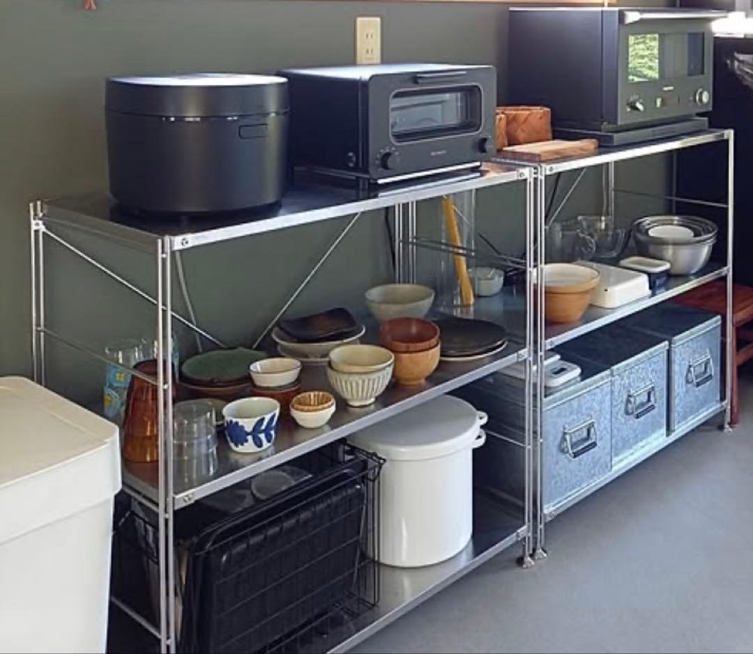 無印良品ステンレスユニットシェルフ ステンレス棚セット ワイド2台分