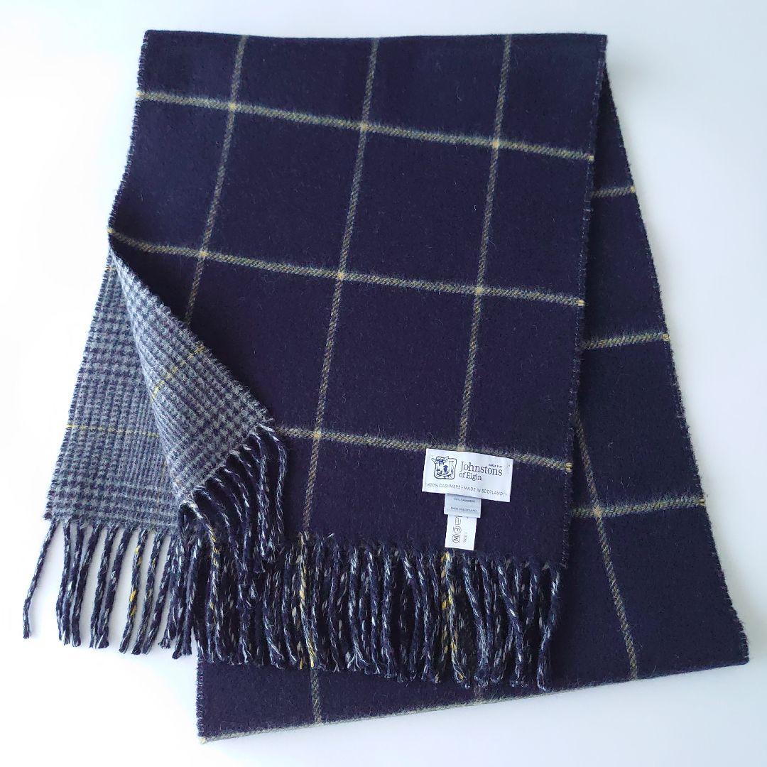 ●Johnstons of Elgin 厚手ダブルフェイス カシミヤマフラー