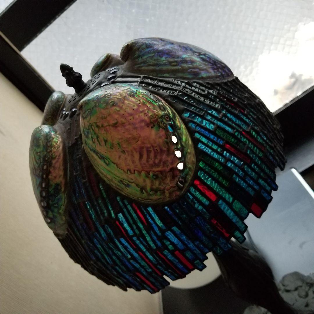 1970's　作家作品　モザイク　アバロンシェル　真鍮　スタンド　ステンドグラス