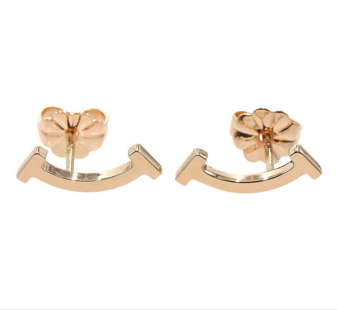 R2794 ティファニー K18PG Tスマイル ミニ ピアス