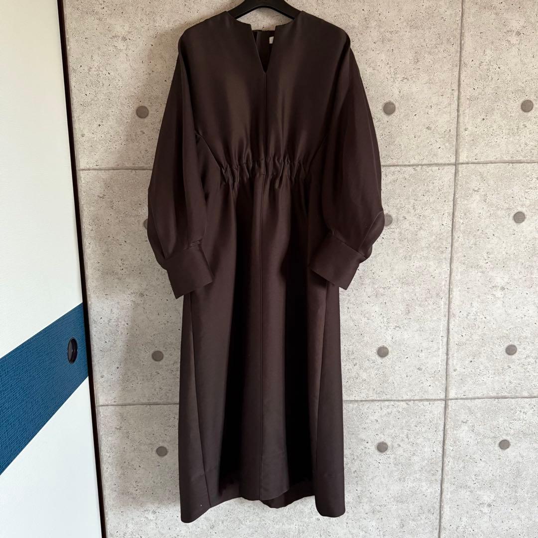 61600円 エブール　ebure クリアダブルクロスワンピース ブラウン 36