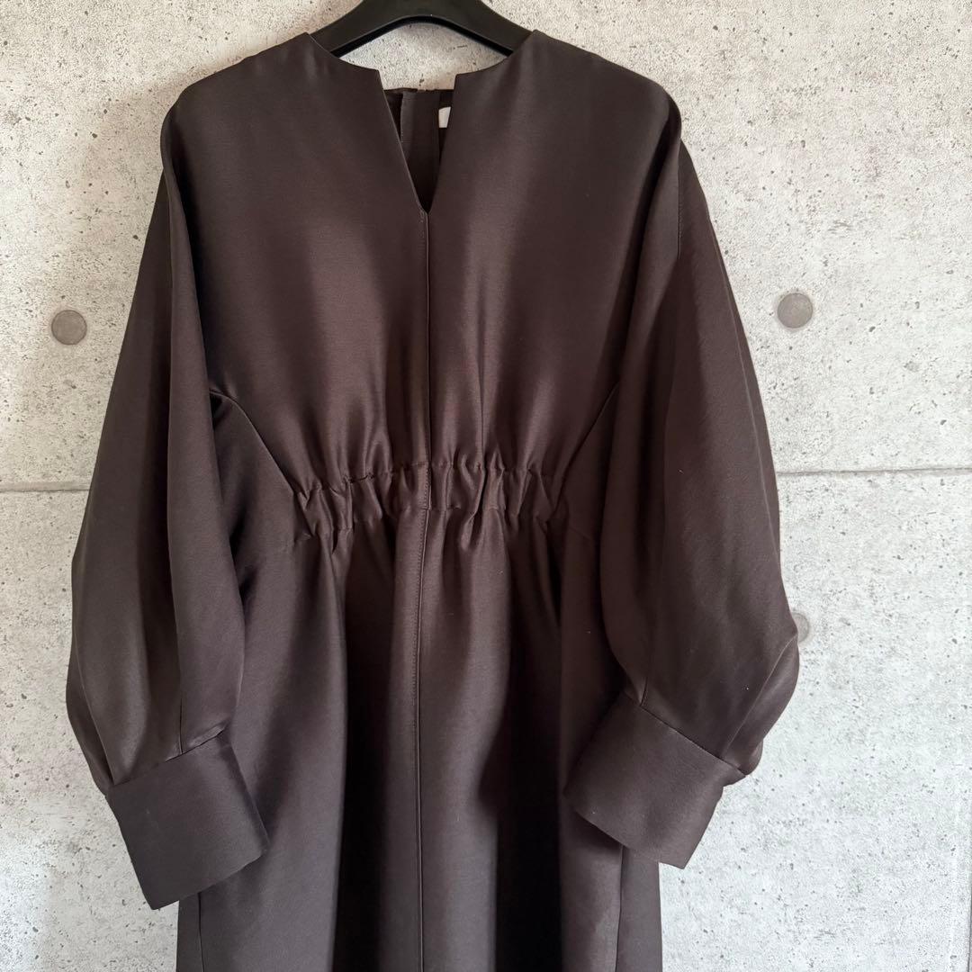 61600円 エブール　ebure クリアダブルクロスワンピース ブラウン 36