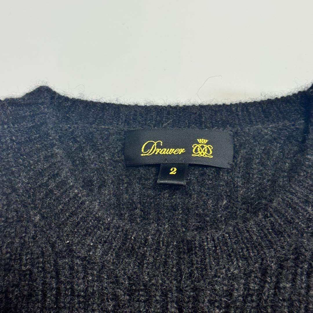 Drawer ドゥロワー 21AW カシミヤ7G畦編みクルーネック フリルニット