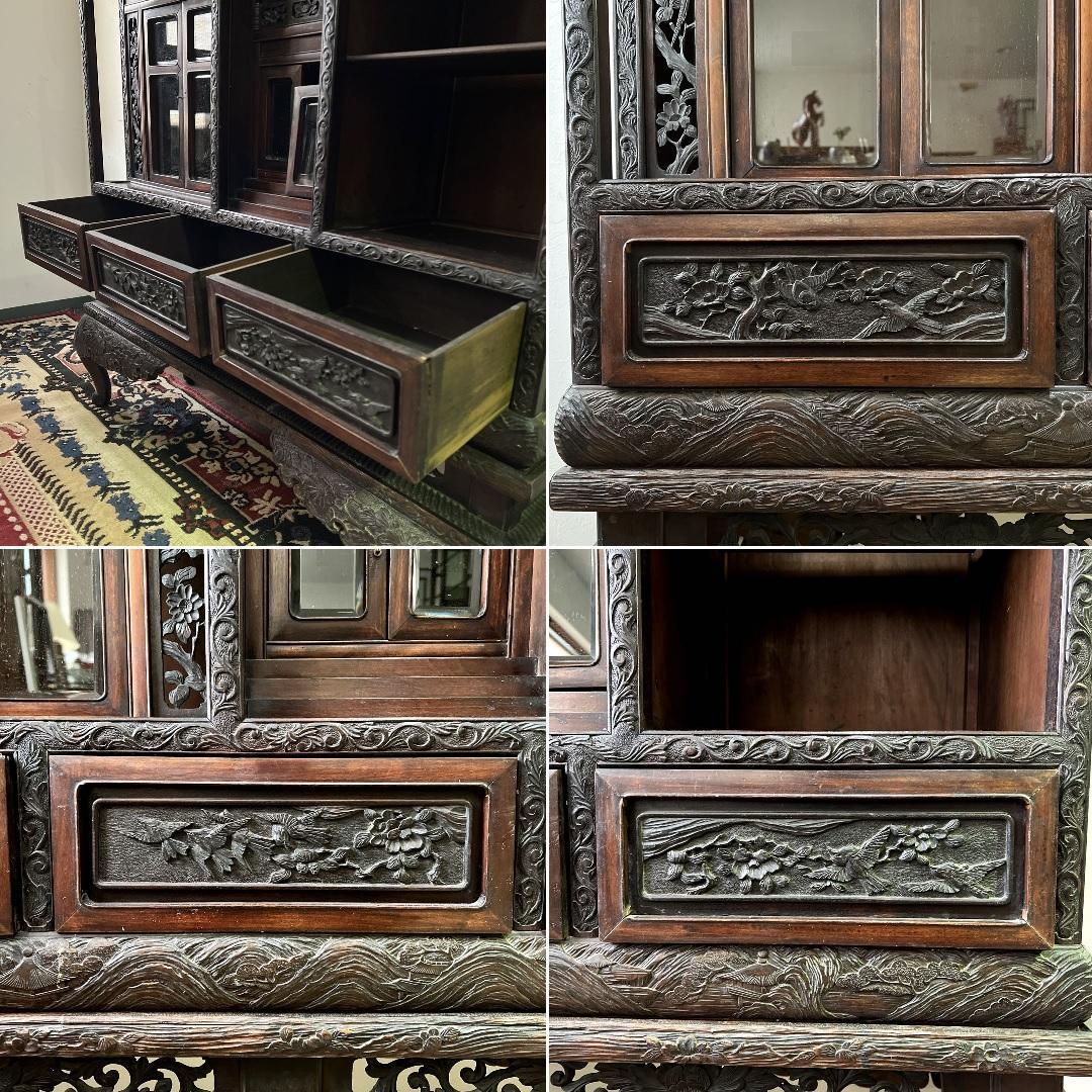 k345r120 見事なまでの飾り細工 中国骨董家具 飾り棚 箪笥 高さ210㎝