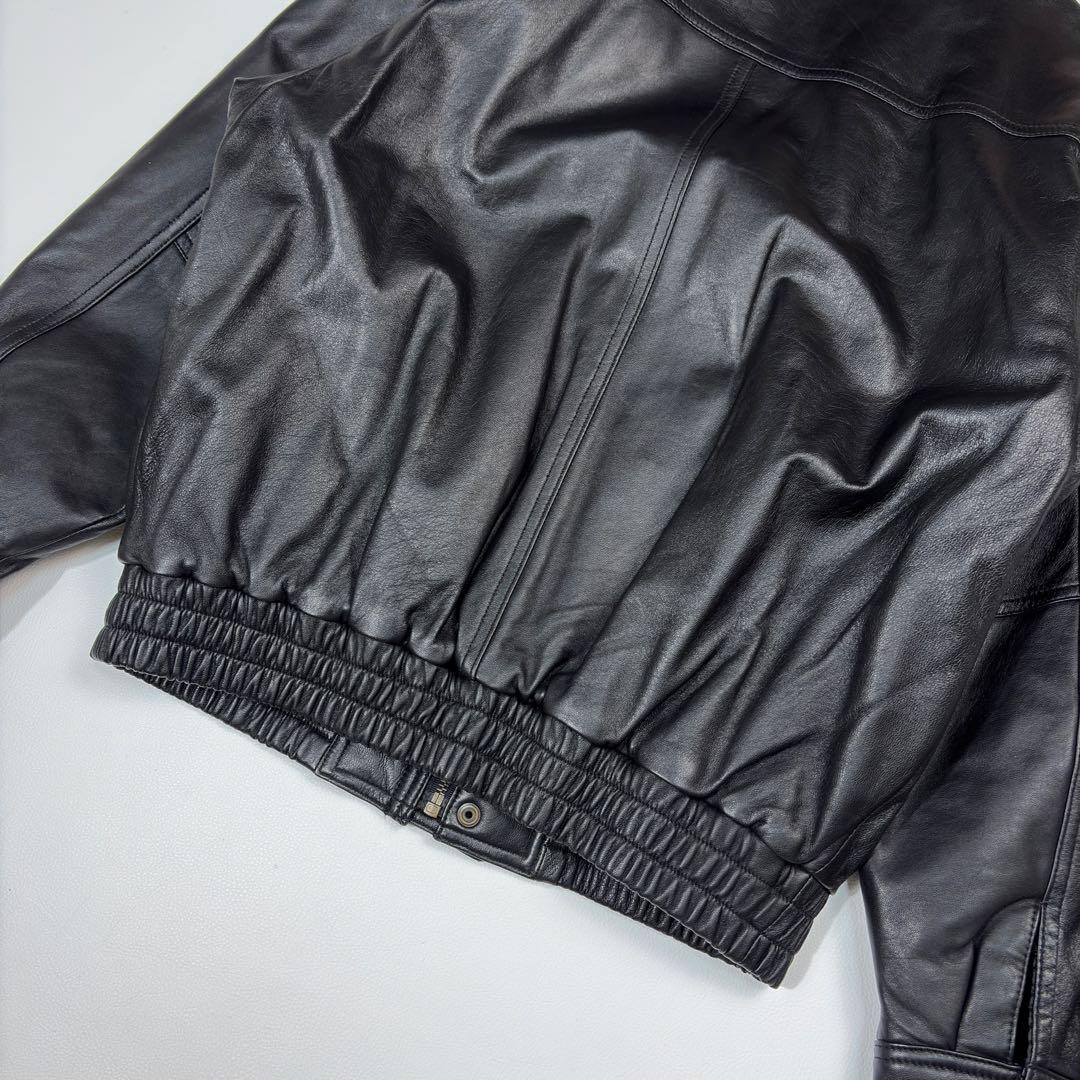 【極美品】FARAGO 羊革 レザージャケット A2 中綿キルティング 黒 M