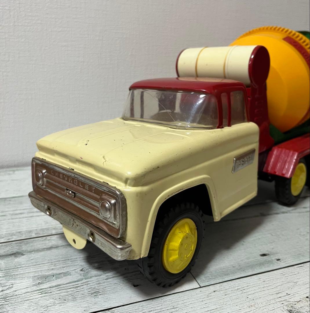 特大　昭和レトロ　ブリキ製トラック（日本製、アサヒ玩具製）　セメントミキサー車