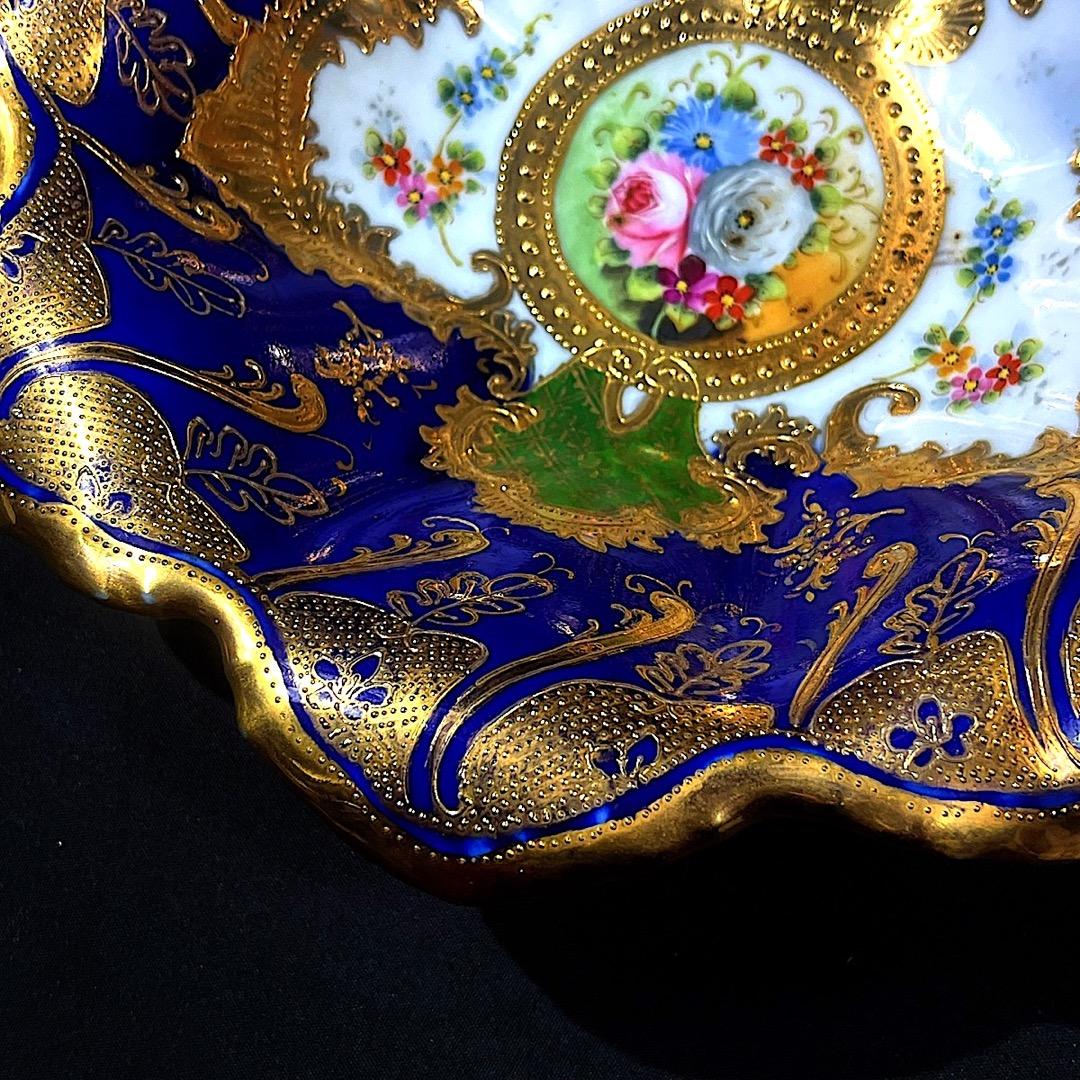オールドノリタケ コバルト金彩　薔薇紋　鉢　美しい金盛　メープルリーフ印