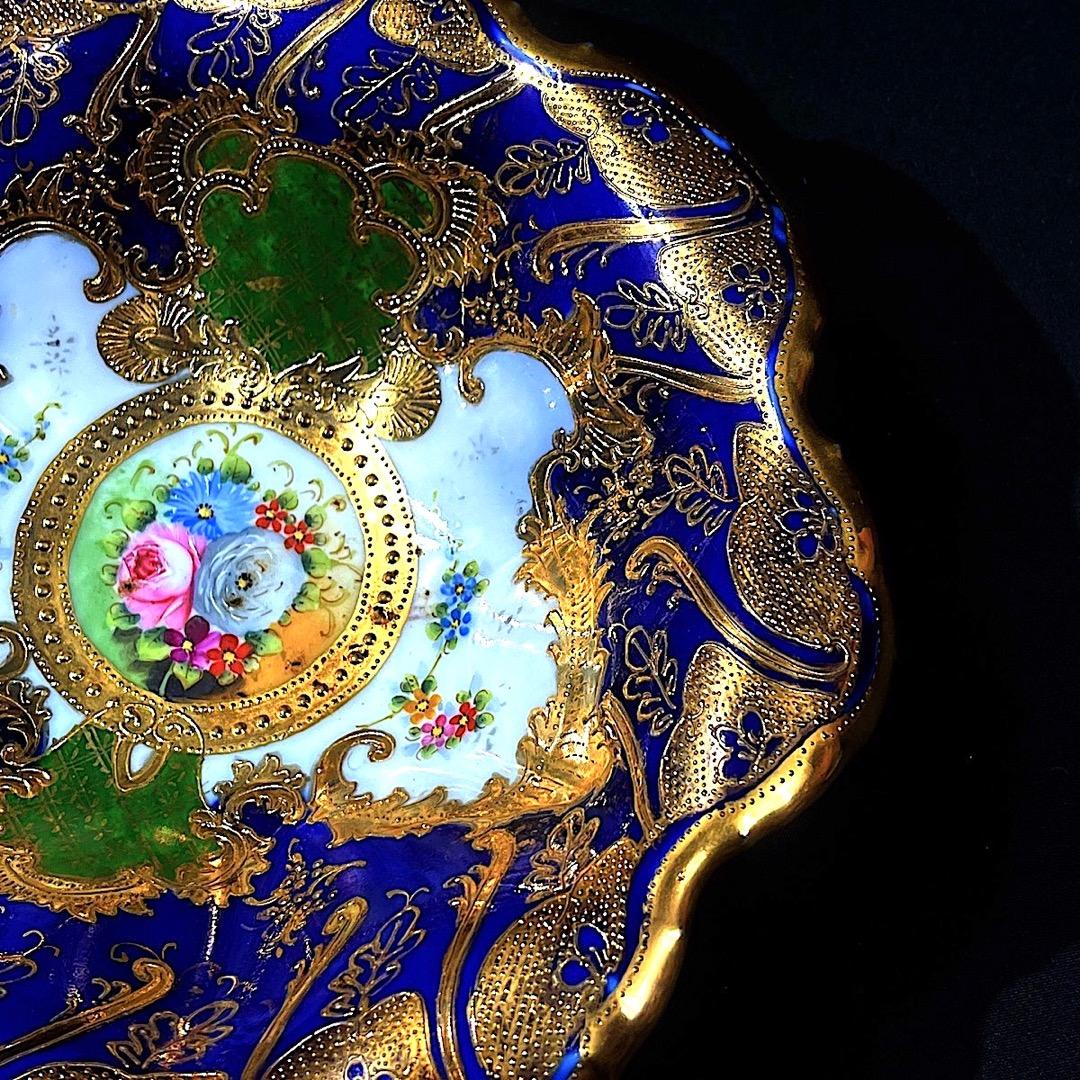 オールドノリタケ コバルト金彩　薔薇紋　鉢　美しい金盛　メープルリーフ印