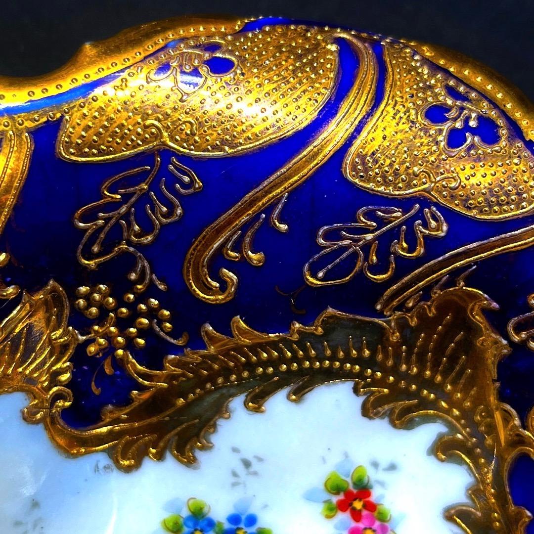 オールドノリタケ コバルト金彩　薔薇紋　鉢　美しい金盛　メープルリーフ印