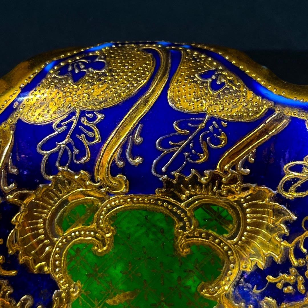 オールドノリタケ コバルト金彩　薔薇紋　鉢　美しい金盛　メープルリーフ印