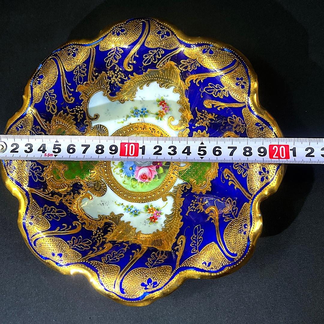 オールドノリタケ コバルト金彩　薔薇紋　鉢　美しい金盛　メープルリーフ印