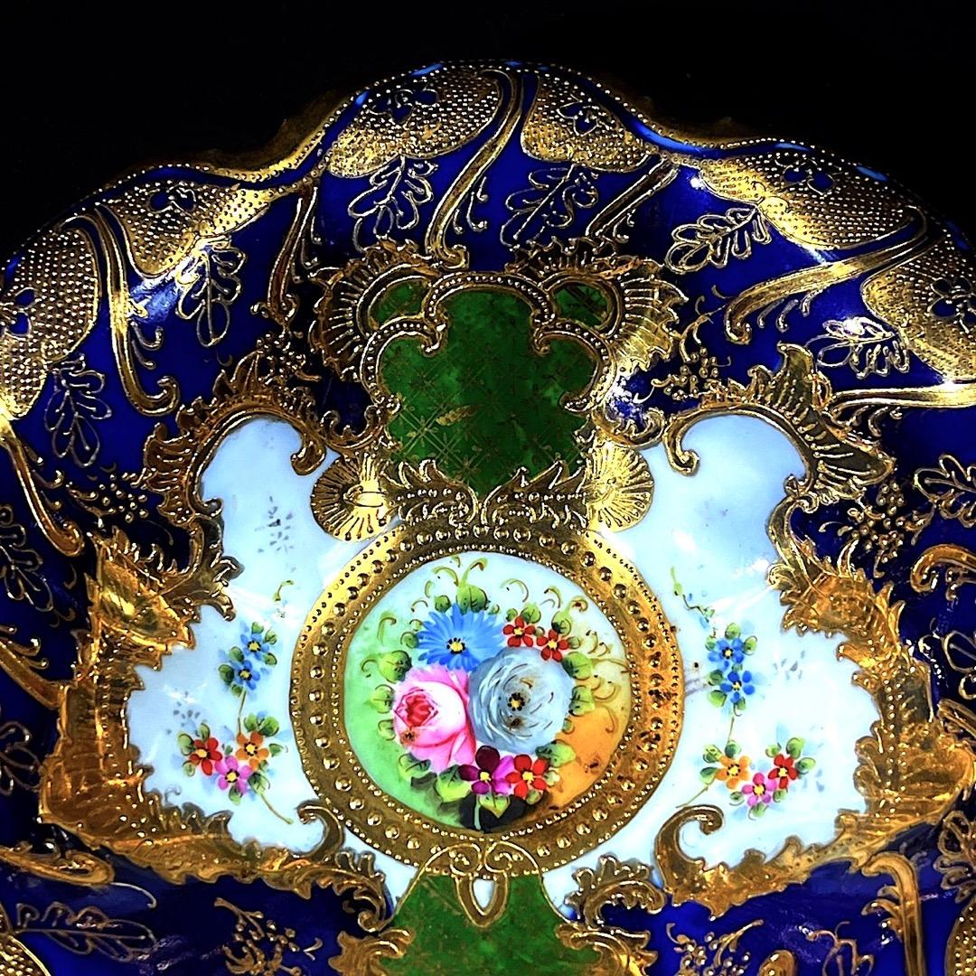 オールドノリタケ コバルト金彩　薔薇紋　鉢　美しい金盛　メープルリーフ印