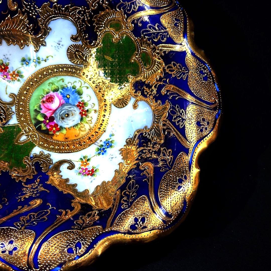 オールドノリタケ コバルト金彩　薔薇紋　鉢　美しい金盛　メープルリーフ印