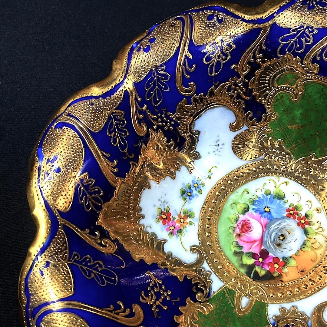 オールドノリタケ コバルト金彩　薔薇紋　鉢　美しい金盛　メープルリーフ印