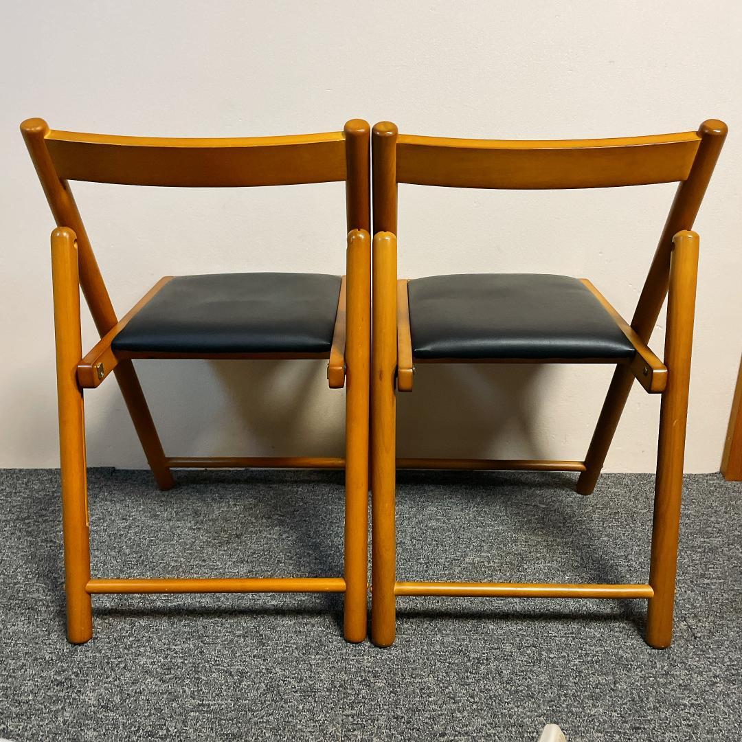 美品　２脚セット　不二貿易　折りたたみ椅子 合成皮革　フォールディングチェアー