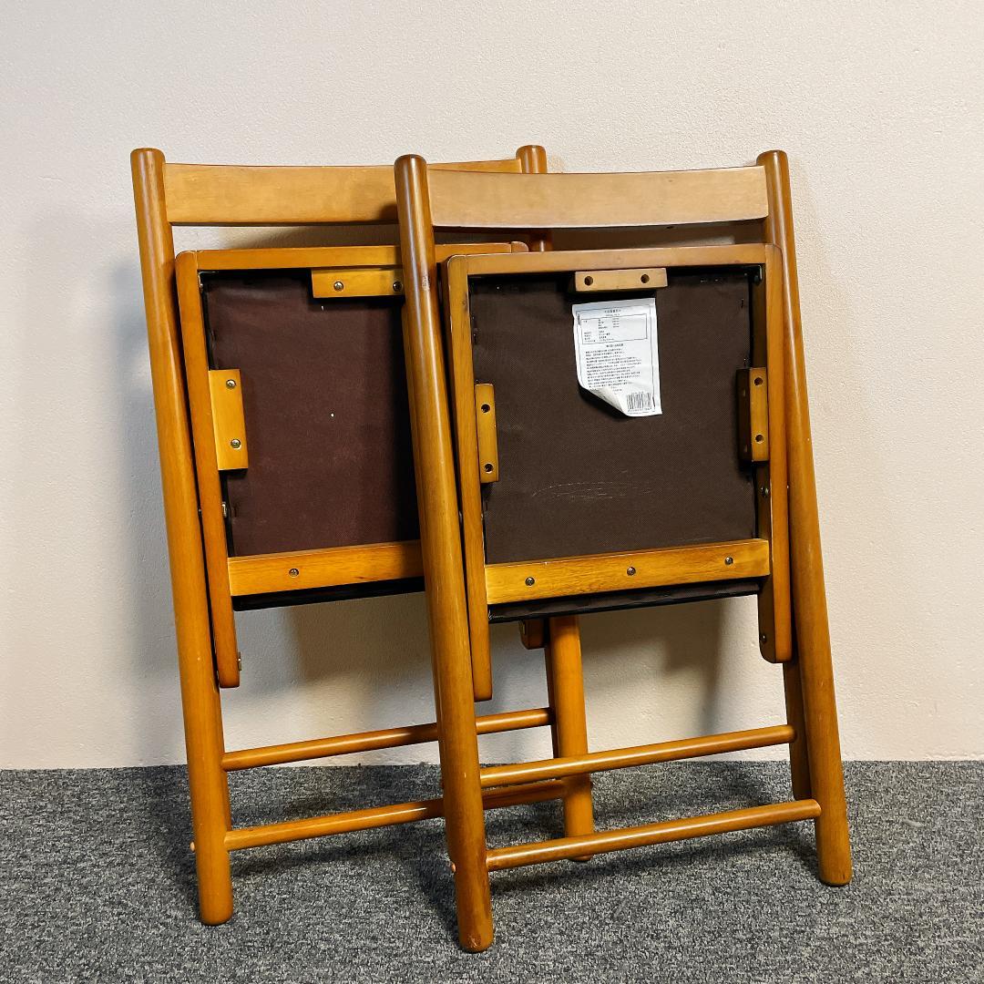 美品　２脚セット　不二貿易　折りたたみ椅子 合成皮革　フォールディングチェアー