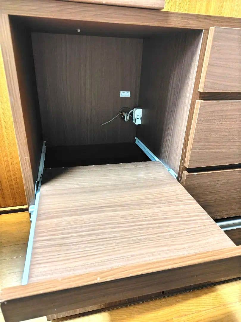 ブラウン キッチンカウンター 引き出し付き