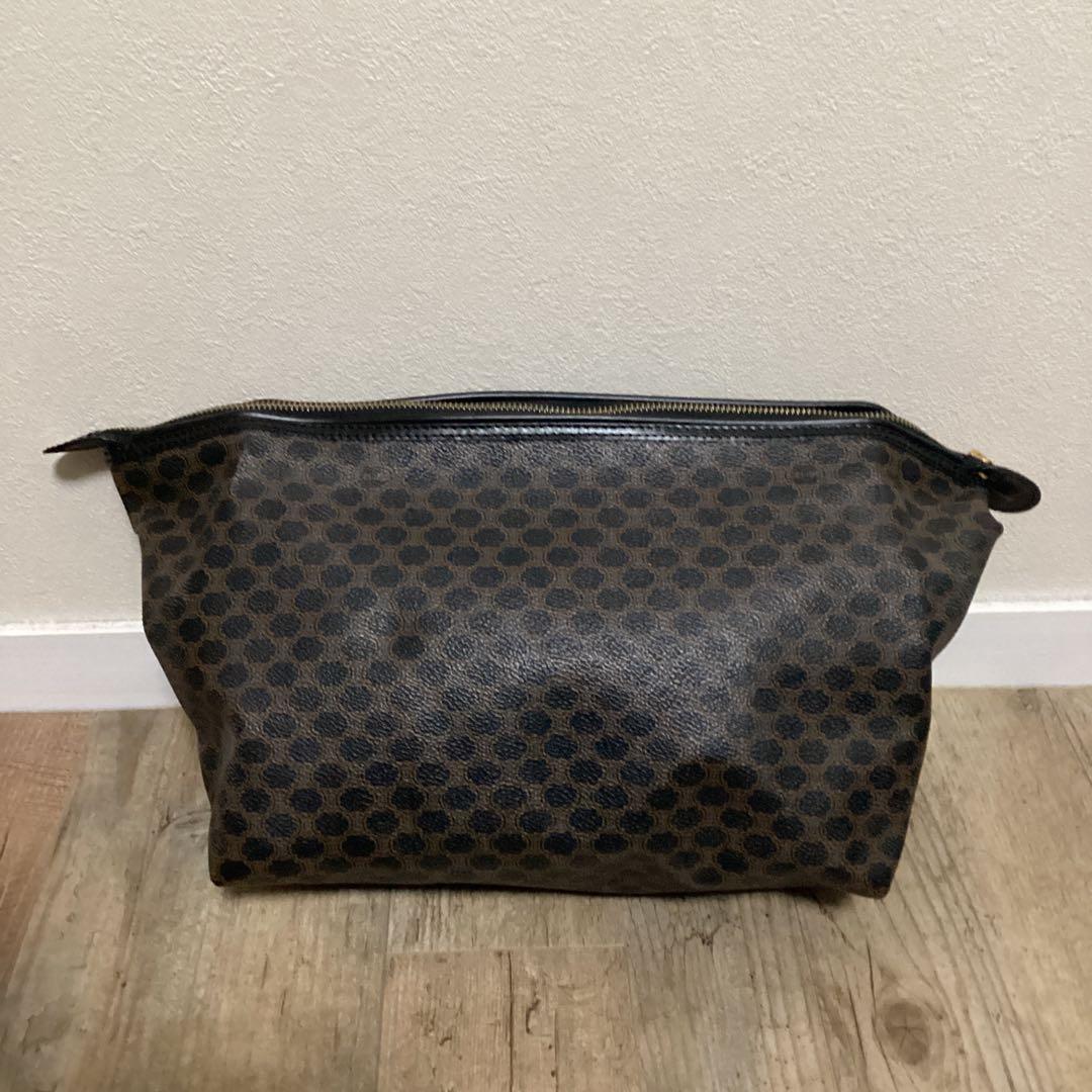 CELINE セリーヌ　マカダム柄　レザー　大型ポーチ　セカンドバッグ