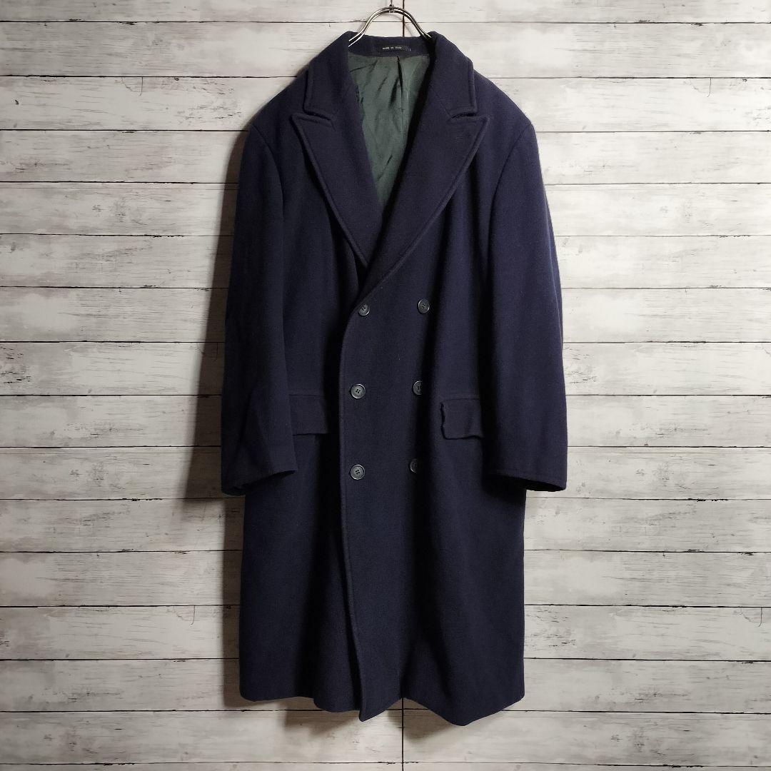 イタリア製 エンポリオアルマーニ ロングチェスターコート ダブルボタン ウール紫