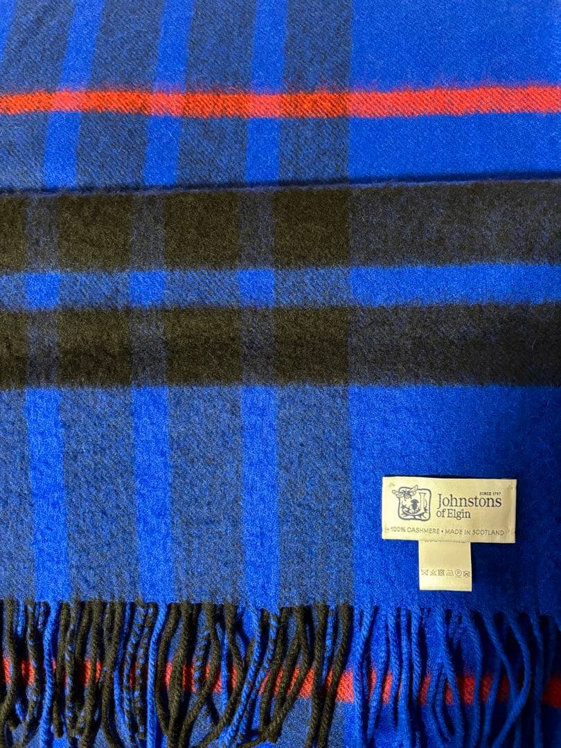 【未使用】 Johnstons of Elgin 大判ストール ロイヤルブルー