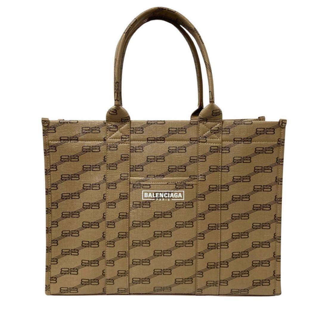 【メル29609】BALENCIAGA ロゴプリント トートバッグ