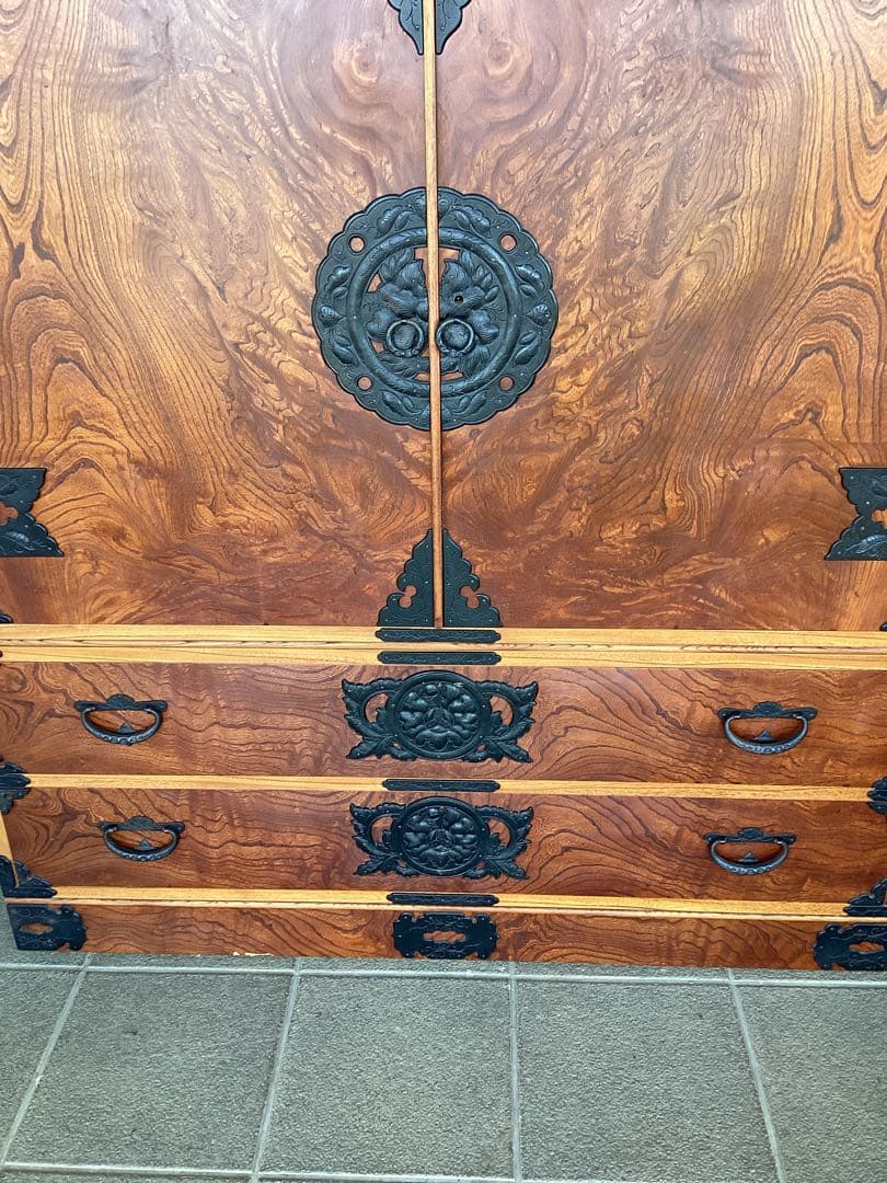 時代箪笥　民芸箪笥　装飾金具　和箪笥　欅　整理箪笥