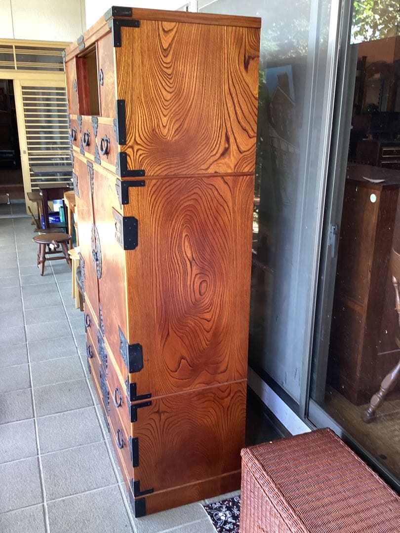 時代箪笥　民芸箪笥　装飾金具　和箪笥　欅　整理箪笥