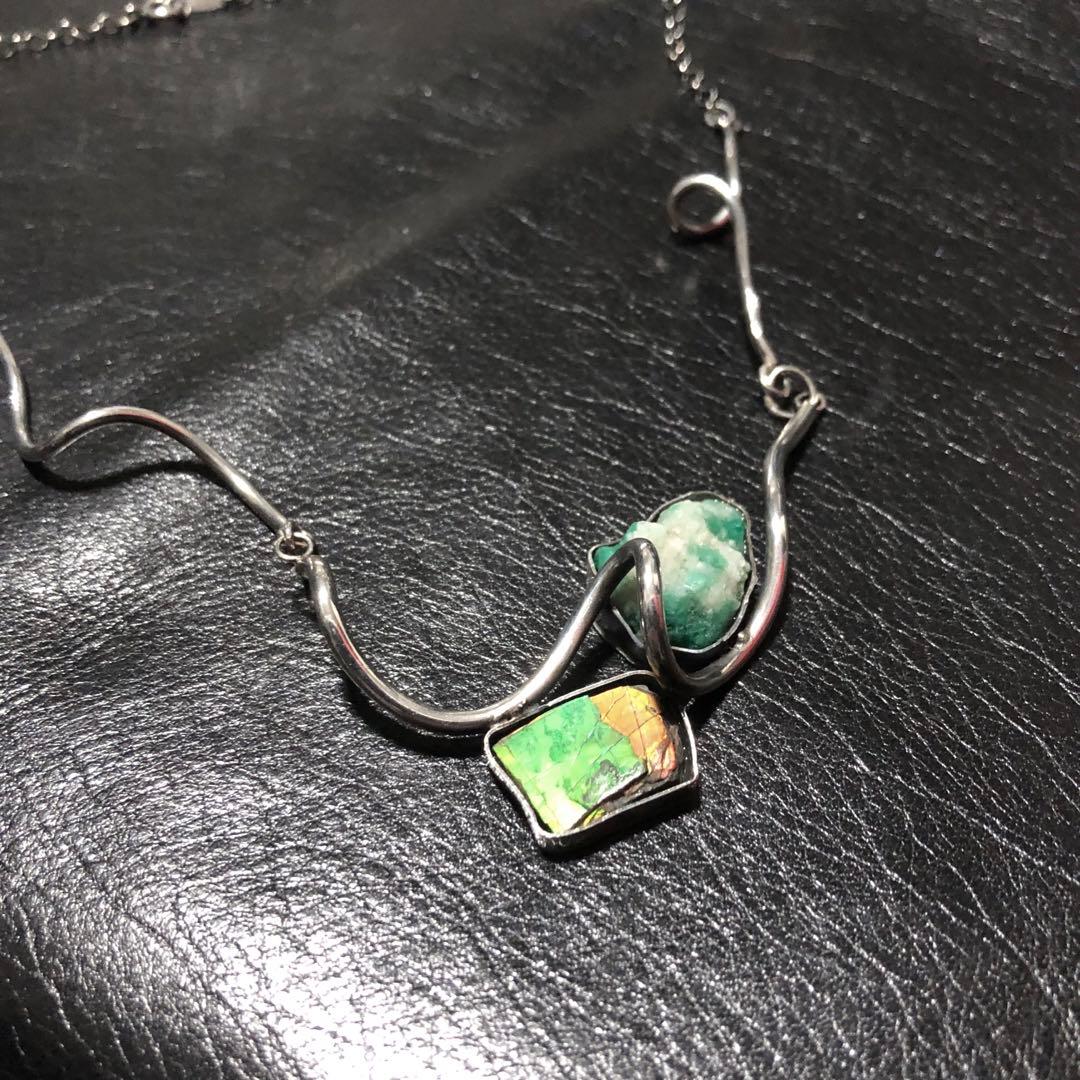 アクセサリー Vintage Silver Green Stone Necklace 925