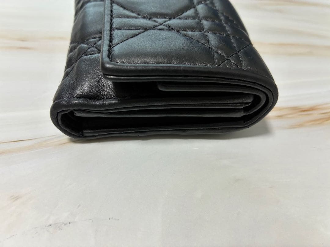 ま*る様 Dior ロータスウォレット カナージュ 三つ折り財布 ブラック