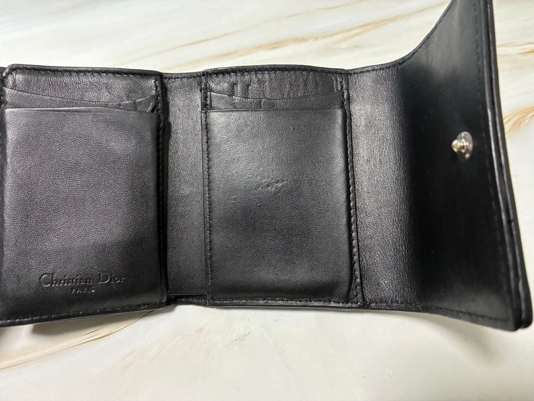 ま*る様 Dior ロータスウォレット カナージュ 三つ折り財布 ブラック